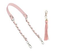 PATIKIL Purse Chain Strap, 24 Inch Leather Chain Straps Purse Strap Replacement Flat Chain Strap with Tassel for Shoulder Crossbody Bag Handbag Woman, Pink/Silver