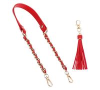 PATIKIL Purse Chain Strap, 24 Inch Leather Chain Straps Purse Strap Replacement with Tassel for Shoulder Crossbody Bag Handbag Woman, Red/Gold
