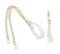 PATIKIL Purse Chain Strap, 39 Inch Leather Chain Straps Purse Strap Replacement Flat Chain Strap with Tassel for Crossbody Bag Handbag Woman, White/Gold