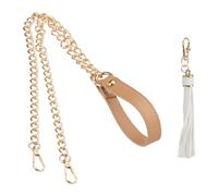 PATIKIL Purse Chain Strap, 39 Inch Leather Chain Straps Purse Strap Replacement with Tassel for Crossbody Bag Handbag Woman, Khaki/Gold