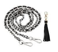 PATIKIL Purse Chain Strap, 47 Inch Leather Chain Purse Strap Replacement with Tassel for Crossbody Bag Handbag Woman, Black/Silver