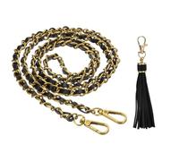 PATIKIL Purse Chain Strap, 47 Inch Leather Chain Straps Purse Strap Replacement Flat Chain Strap with Tassel for Crossbody Bag Handbag Woman, Black/Dark Gold