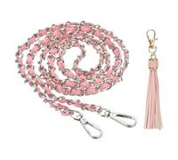 PATIKIL Purse Chain Strap, 47 Inch Leather Chain Straps Purse Strap Replacement Flat Chain Strap with Tassel for Crossbody Bag Handbag Woman, Pink/Silver