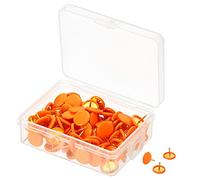 PATIKIL Push Pins, 100 Pack Plastic Roundness Pushpin Decorative Thumb Tacks Golden Steel Point for Cork Board, Orange