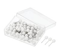 PATIKIL Push Pins, 100 Pack Round Head Map Tacks Thumb Steel Point for Office Cork Board, Pearl White