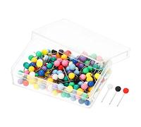 PATIKIL Push Pins, 200 Pack Plastic Round Head Map Tacks with Case Pearl Pin for Calendar Cork Board, Multicolor