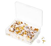 PATIKIL Push Pins, 300 Pack Plastic Roundness Pushpin Decorative Thumb Tacks Golden Steel Point for Cork Board, White