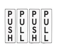 PATIKIL Push Pull Sticker Sign, 2 Pcs 7"x2.8" Self Adhesive Vertical Vinyl Push Pull Decal Push Pull Glass Door Signs for Stores Office Shops Cafes Business, White Board Black