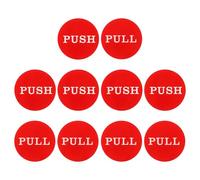 PATIKIL Push Pull Sticker Sign, 5 Pcs 2 Inch Self Adhesive Waterproof Round Push Pull Decal Push Pull Glass Door Signs for Stores Office Shops Cafes Business, Red