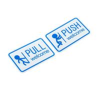 PATIKIL Push Pull Welcome Door Sign, 2 Pack Acrylic Self-Adhesive Gate Sticker Wall Mounting Marker for Office Store Shop Business Exit Entrance, Blue