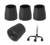 PATIKIL Quad Cane Tips 1 Inch, 4 Pcs Non-Slip Rubber Walking Cane Accessory Replacement Foot for Standing Stick Women Men, Black(Style 1)