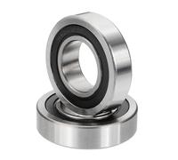 PATIKIL R16-2RS Deep Groove Ball Bearing 1" x 2" x 1/2", 2 Pack Double Rubber Sealed Miniature Bearings for Electric Motor Industrial Machine, Black&Silver