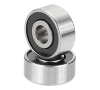 PATIKIL R2-2RS Deep Groove Ball Bearing 1/8" x 3/8" x 5/32", 2 Pack Double Rubber Sealed Miniature Bearings for Electric Motor Industrial Machine, Black&Silver