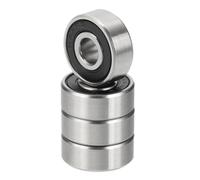 PATIKIL R4A-2RS Deep Groove Ball Bearing 1/4" x 3/4" x 9/32", 4 Pack Double Rubber Sealed Miniature Bearings for Electric Motor Industrial Machine, Black&Silver
