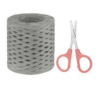 PATIKIL Raffia Paper Craft Ribbon Assortment Kit, Natural Raffia String with Scissor for Gifts, Flower Bouquets, Decoration, Gray, 218 Yards