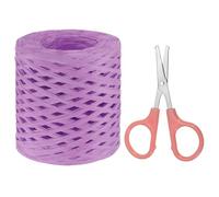 PATIKIL Raffia Paper Craft Ribbon Assortment Kit, Natural Raffia String with Scissor for Gifts, Flower Bouquets, Decoration, Purple, 218 Yards