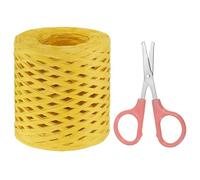 PATIKIL Raffia Paper Craft Ribbon Assortment Kit, Natural Raffia String with Scissor for Gifts, Flower Bouquets, Decoration, Yellow, 218 Yards