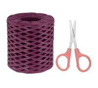 PATIKIL Raffia Paper Craft Ribbon Assortment Kit, Natural Raffia String with Scissor for Gifts, Flower Bouquets, Decoration, Burgundy, 218 Yards