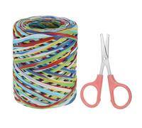 PATIKIL Raffia Paper Craft Ribbon Assortment Kit, Natural Raffia String with Scissor for Gifts, Flower Bouquets, Decoration, Red/Navy Blue, 218 Yards