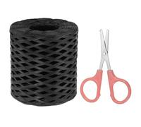 PATIKIL Raffia Paper Craft Ribbon Assortment Kit, Natural Raffia String with Scissor for Gifts, Flower Bouquets, Decoration, Black, 218 Yards