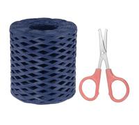 PATIKIL Raffia Paper Craft Ribbon Assortment Kit, Natural Raffia String with Scissor for Gifts, Flower Bouquets, Decoration, Navy Blue, 218 Yards