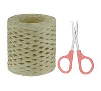 PATIKIL Raffia Paper Craft Ribbon Assortment Kit, Natural Raffia String with Scissor for Gifts, Flower Bouquets, Decoration, Beige, 218 Yards