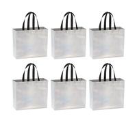 PATIKIL Rainbow Colors Gift Bags with Laser Coating, 6pcs Reusable Goodie Bags with Handle for Wedding Birthday Party Shopping Cosmetic, 12.6" x 4.7" x 11"