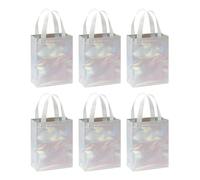 PATIKIL Rainbow Colors Gift Bags with Laser Coating, 6pcs Reusable Goodie Bags with White Handle for Wedding Birthday Party Shopping Cosmetic, 8" x 4" x 10"