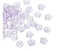 PATIKIL Random Glass Flower Beads, 50Pack Transparent Floral Beads Hibiscus Beads for DIY Jewelry Making Bracelets Bulk, Purple