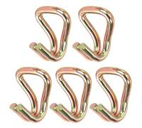PATIKIL Ratchet Double J Strap Hook Load 3000kg, 5Pcs Heavy Duty Tie Down Strap J-Hook Cargo Hook for 38mm Tie Down Strap Webbing on Car Truck Trailer, Gold Tone (ID: 38 mm / 1.5")