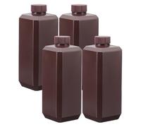 PATIKIL Reagent Bottles, 4 Pcs 500ml HDPE Narrow Mouth Square Sample Storage Container with Inner Ring Cover for Lab Water Reagent Liquids Solid Sample Storage Seal, Light Brown