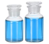 PATIKIL Reagent Media Bottle, 2 Pcs 125/250ml Glass Wide Mouth Reagent Media Storage Bottle with Glass Ground Stopper for Lab Water Reagent Liquids, Chemistry, Science, Vase, Perfume,Clear