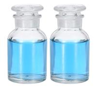 PATIKIL Reagent Media Bottle, 2 Pcs 60ml Glass Wide Mouth Reagent Media Storage Bottle with Glass Ground Stopper for Lab Water Reagent Liquids, Chemistry, Science, Vase, Perfume, Clear