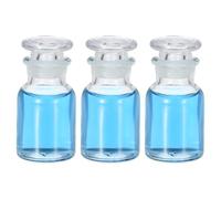 PATIKIL Reagent Media Bottle, 3 Pcs 30ml Glass Wide Mouth Reagent Media Storage Bottle with Glass Ground Stopper for Lab Water Reagent Liquids, Chemistry, Science, Vase, Perfume, Clear