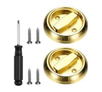 PATIKIL Recessed Door Lock, (73mm, Gold Tone)(2 Pcs),304 Stainless Steel Round Cup Hidden Knob Handle Pull Latch Locker with Screwdriver Screws, Suit for - Privacy Sliding Door