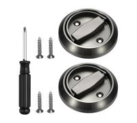 PATIKIL Recessed Door Lock, (73mm, Grey)(2 Pcs),304 Stainless Steel Round Cup Hidden Knob Handle Pull Latch Locker with Screwdriver Screws, Suit for - Privacy Sliding Door
