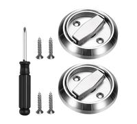 PATIKIL Recessed Door Lock, (73mm, Silver)(2 Pcs),304 Stainless Steel Round Cup Hidden Knob Handle Pull Latch Locker with Screwdriver Screws, Suit for - Privacy Sliding Door