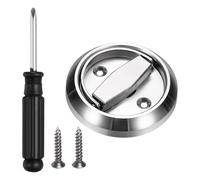 PATIKIL Recessed Door Lock, (73mm, Silver),304 Stainless Steel Round Cup Hidden Knob Handle Pull Latch Locker with Screwdriver Screws, Suit for - Privacy Sliding Door
