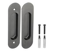 PATIKIL Recessed Finger Flush Pulls 6" Rectangular Pocket Door Handles Sliding Closet Door Pulls Barn Hardware Set with Screws/Sleeve Bolts for Home Bathroom, Grey