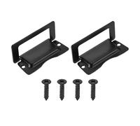 PATIKIL Recessed Pull Door Handle, 2 Pack Invisible Flush Pull Handle with Screw for Cabinet Door Toolbox Container Home Furniture Automatically Pull Handle, Black