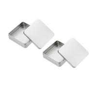 PATIKIL Rectangular Tin Box 4.3"x4.3"x1.3", 2 Pcs Metal Storage Tin Box Portable Storage Container with Lid for Tea Candy Treats Gifts Favors Candle Jewelry and Crafts, Silver
