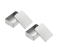 PATIKIL Rectangular Tin Box 5.1"x3.5"x1.7", 2 Pcs Metal Storage Tin Box Portable Storage Container with Lid for Tea Candy Treats Gifts Favors Candle Jewelry and Crafts, Silver
