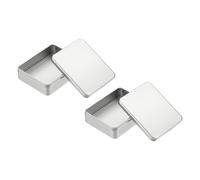 PATIKIL Rectangular Tin Box 5.1"x4.1"x1.5", 2 Pcs Metal Storage Tin Box Portable Storage Container with Lid for Tea Candy Treats Gifts Favors Candle Jewelry and Crafts, Silver