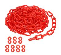 PATIKIL Red Plastic Chain, 16 ft 6mm Safety Barrier Chain for Crowd Control, Queue Line, Parking, Fence, Gate, Concert, Construction Site and Decoration
