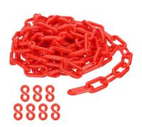 PATIKIL Red Plastic Chain, 16 ft 8mm Safety Barrier Chain for Crowd Control, Queue Line, Parking, Fence, Gate, Concert, Construction Site and Decoration