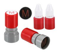 PATIKIL Red Round Alphabet Stamps, 2 Pack Letter M, Self Inking, Mini Ink Stamp for Class Notebook, Scrapbooking, DIY Craft