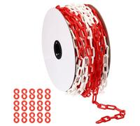 PATIKIL Red/White Plastic Chain, 115 ft 6mm Safety Barrier Chain Large Plastic Chain Long for Crowd Control, Queue Line, Parking, Fence, Gate, Concert, Construction Site Decoration