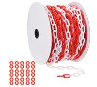 PATIKIL Red/White Plastic Chain, 164 ft 6mm Safety Barrier Chain Large Plastic Chain Long for Crowd Control, Queue Line, Parking, Fence, Gate, Concert, Construction Site Decoration