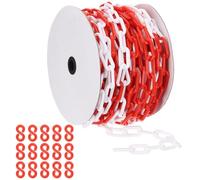 PATIKIL Red/White Plastic Chain, 92 ft 8mm Safety Barrier Chain Large Plastic Chain Long for Crowd Control, Queue Line, Parking, Fence, Gate, Concert, Construction Site Decoration