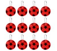 PATIKIL Reflective Keychain Tags, 12 Pack Reflective Football Pendant PVC High Visibility Reflector Tags Waterproof Safety Reflector for Backpack Handbag, Red
